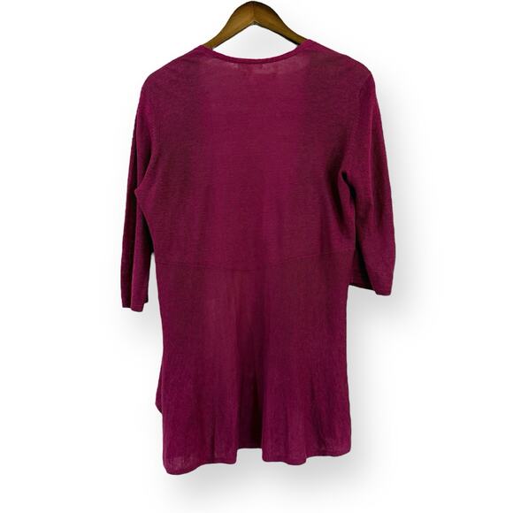 Eileen Fisher Cardigan Womens Small Italian Yarn Linen Silk Lightweight Magenta - Picture 5 of 8
